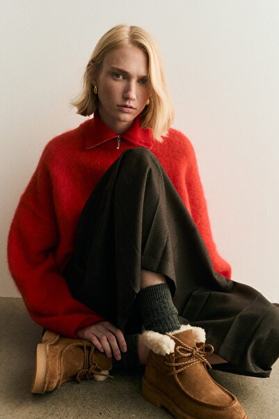 H&M Sıcak Tutan Astarlı ve Bağcıklı Süet Bot