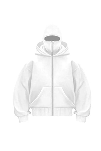 Gofeel Beyaz Ninja Full Kapamalı Kapüşonlu Hırka