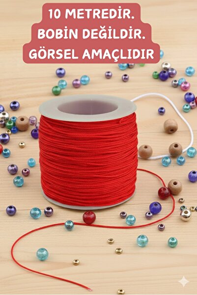 Emtory Home 10 Metre Kırmızı Bileklik İpi - Paraşüt İpi - Kopmaz İp - Tesbih İpi