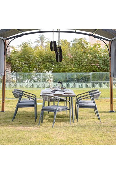 Danube Home Amanda 1 + 6-Seater Outdoor Dining Set - Black Texteline, 1 Year ...