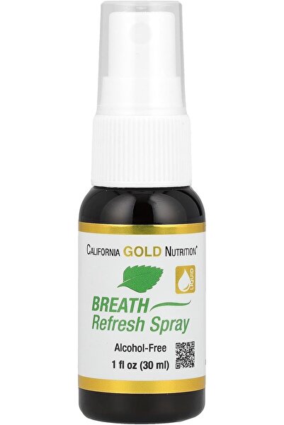 California Gold Nutrition بخاخ منعش للنفس، بنكهة النعناع الطبيعي، خالٍ من الك...