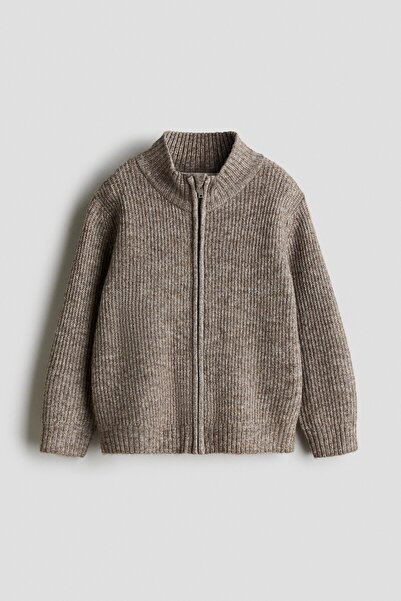 H&M Lastik Örgülü ve Fermuarlı Hırka