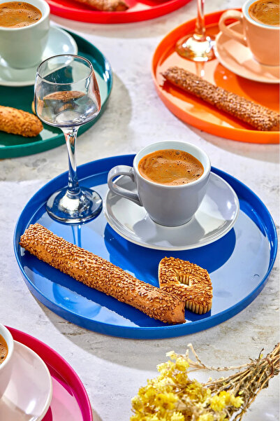 YzHome 6 Kişilik Plastik Mika Renkli Sunum Servis Tepsisi Tepsi 22cm SADECE TEPSİ