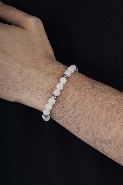 Gümüş Pazarım سوار رجالي من حجر العقيق التبتي الطبيعي ذو عروق