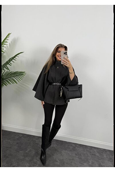 Mzr Collection KADIN KEMERLİ KAŞE PANÇO