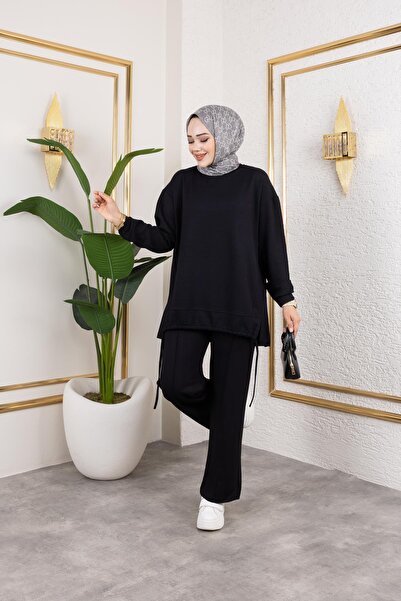 Moda Ebva Bağcıklı Modal İkili Takım-5065 Siyah