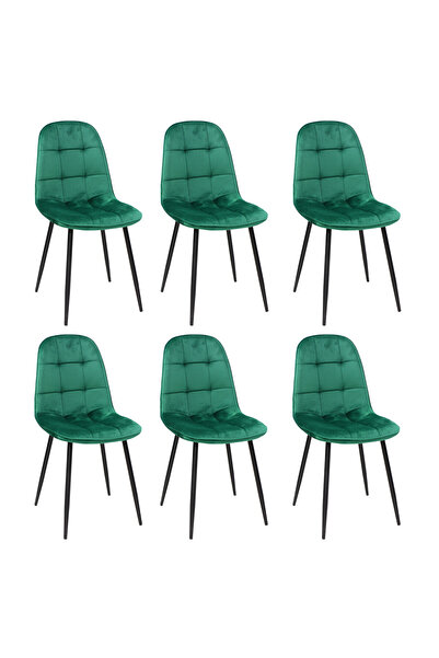 ARTA DOOR Set of 6 Green Gya Chairs - HORECA CHAIR - Metal Leg, Modern, Kitchen, Living Room, Hallways, Textile