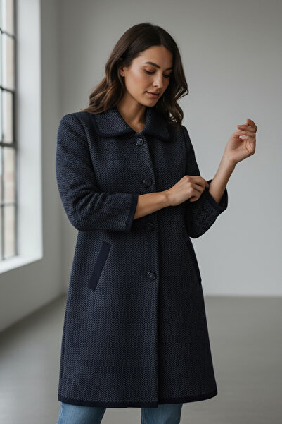 ECE GİYİM Women's Buttoned Front Thick Knit Cardigan with Pocket and Collar