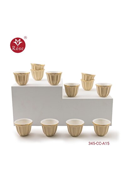 Rose 12-Piece Porcelain Arabic Coffee Cup Set, Rose - 345