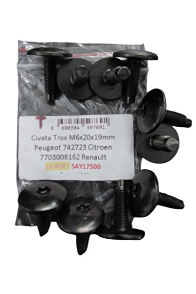 Citroen Torx Cıvatası M6X20X19Mm Peugeot 742723 7703008162 Renault (10 ADET) ...