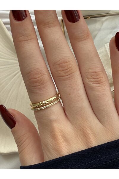Atelier Emine Çift Sıra Gold Yüzük