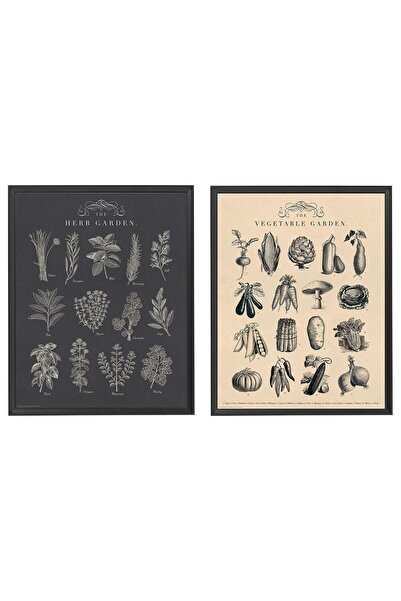 hobiurun Çerçeveli resim seti, çok renkli, 40x50 cm, 2 adet, bahçe, siyah