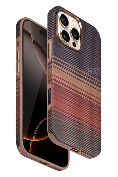 Fuchsia Apple iPhone 16 Pro Max HBC-377 Kevlar Slim Magsafe Kapak - Gün Batımı