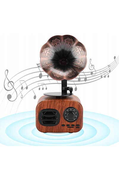 zola Retro Radio Pick-up model, 5 W, Bluetooth, USB/AUX/TF, 1200 mAh battery, 21 × 10 × 7 cm, brown/bronze