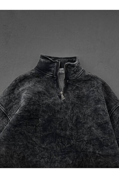 bergibo Yikamali Fabric Oversize Buttoned Collar Sweat - 100% Combed Cotton Oversize Sweatshirt