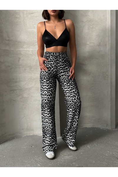 ADAMODA.RO Animal print flared jeans