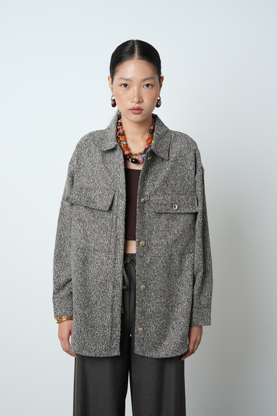 Orfeo Negro Women's Double Pocketed Winter Jacket with Gold Buttons