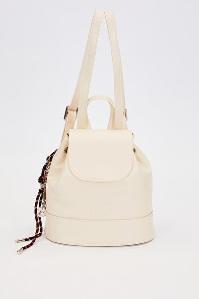 Levidor Cream Charm Accessory Detailed Shoulder Bag