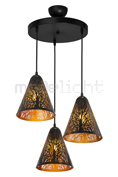 Modelight LAZER KESİM DESENLİ METAL 3LÜ AVİZE - SALON-OTURMA-ÇOCUK-YEMEK-YATAK ODASI-ANTRE-MUTFAK