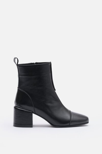 Bestyle Nyx Women's Black Genuine Leather Zippered Heeled Boots