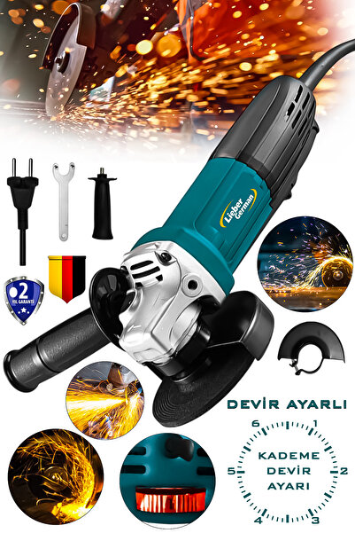 Lieber German Devir Ayarlı 1500 Watt 115 MM Avuç İçi Taşlama Kesme Spiral Makinesi