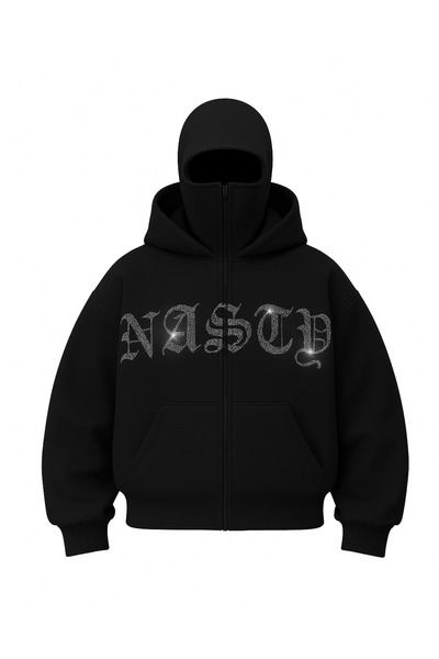 Gofeel Nasty Parıltılı Taş Baskılı Kar Maskeli 3 İplik Hırka