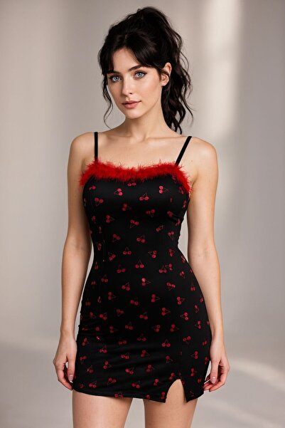 dedo Mini cămașă de noapte neagră cu model pentru femei