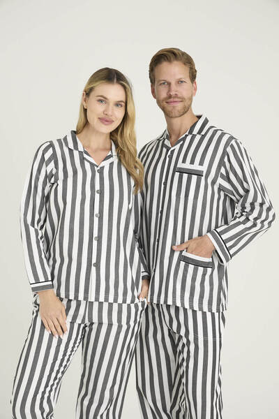 KLY Women's Men's 2-Piece Gaffur Stripe Patterned Pajama Set