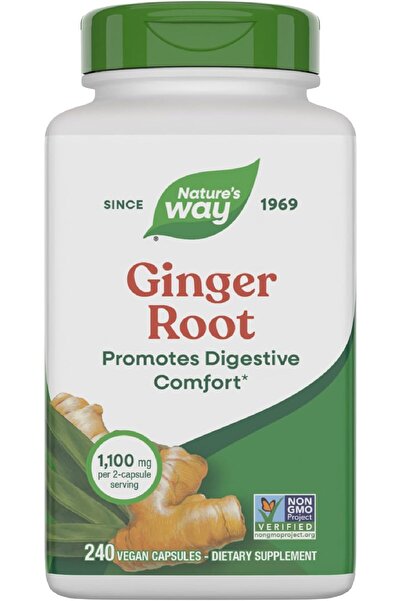 Nature's Way Ginger Root Capsules 1100 mg per Serving, Vegan, 240 Pieces
