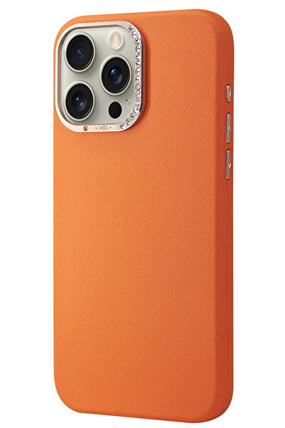 Fuchsia iPhone 14 Pro Max HBC-255 Viyana Kapak - Turuncu