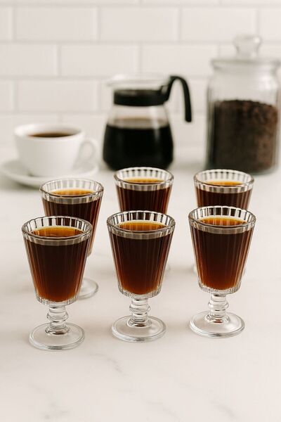 isra kristal 6-Piece Footed Glass Coffee Side Water Glasses – Glass Elegant Design Coffee Side Glasses