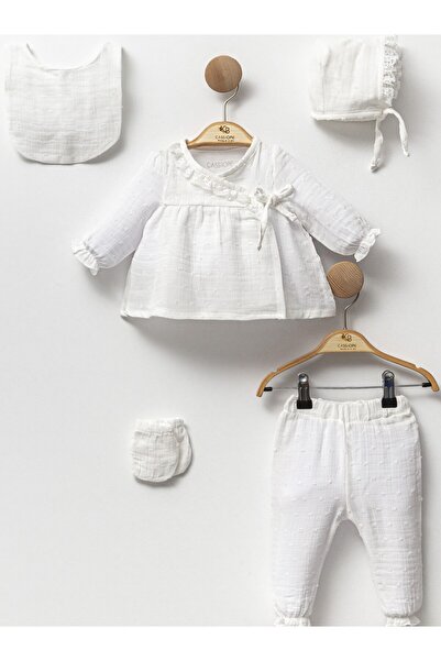 Cassiope Muslin Lace Ruffled Baby Girl Five-Piece Set