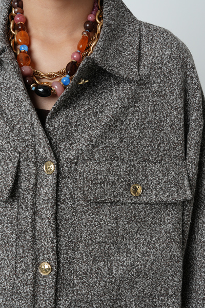 Orfeo Negro Women's Double Pocketed Winter Jacket with Gold Buttons