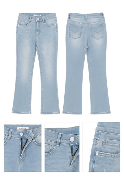 SCZ Kadın Açık Mavi İspanyol Paça Jean Pantolon