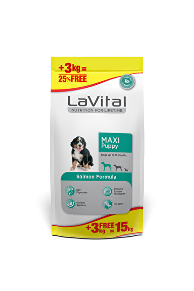 LaVital Büyük Irk Somonlu Yavru Köpek Maması 12+3 Kg