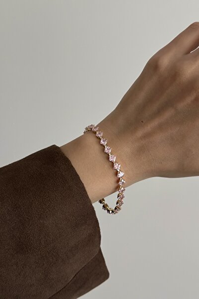 Okko Store سوار سوليتير مربع الشكل باللون الوردي