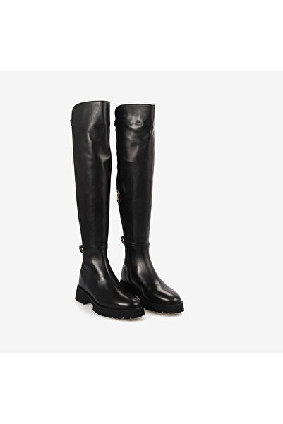 MOCASSINI Genuine Leather & Stretch Black Women's Boots 5780-57S