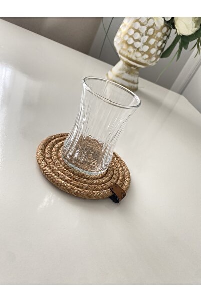 MS Glassware Wicker Tress Coasters (Set of 6), 12 Cm, Cup, Glass, Mug, Candle Coaster, Handmade Natural