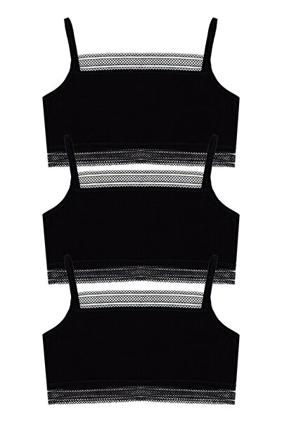 Öts Girl's Bustier 3-Piece Without Pads (96% Cotton - 4% Elastane)