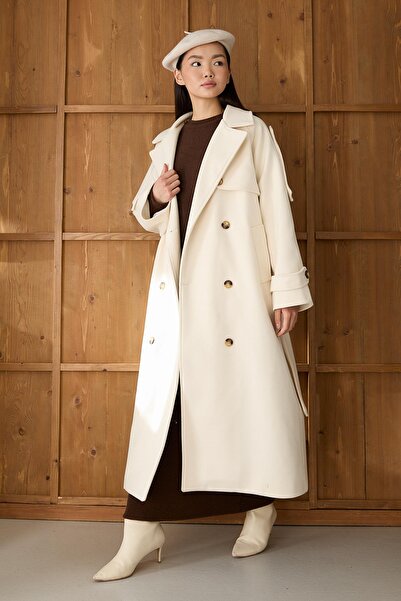 Rimel Moda Trench Look Coat Beige