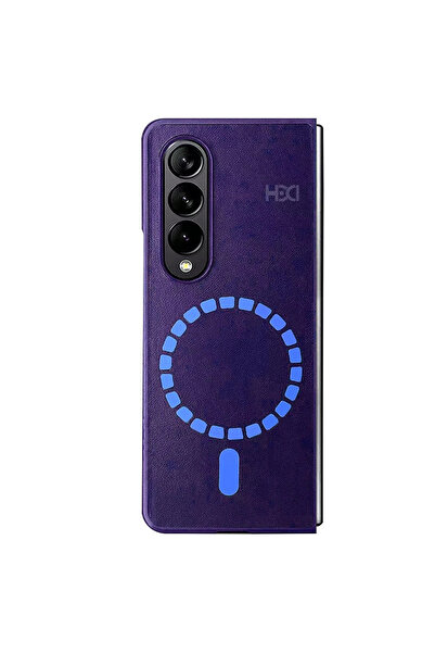 Fuchsia Samsung Galaxy Z Fold 3 Kılıf HBC-156 Forum Magneticsafe Kapak - Derin Mor