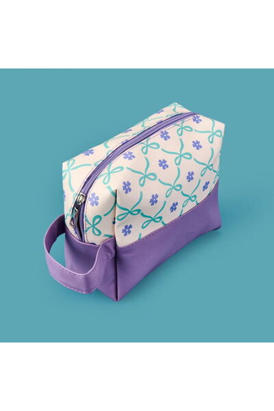 Barnaby Козметична чантичка с панделки - кремава / лилава - 17x20 cm