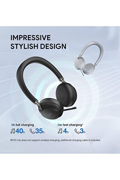 Yealink BH72 Lite Wireless Headset, Teams/Zoom Certified, Bluetooth Headset with Microphone, Stereo,