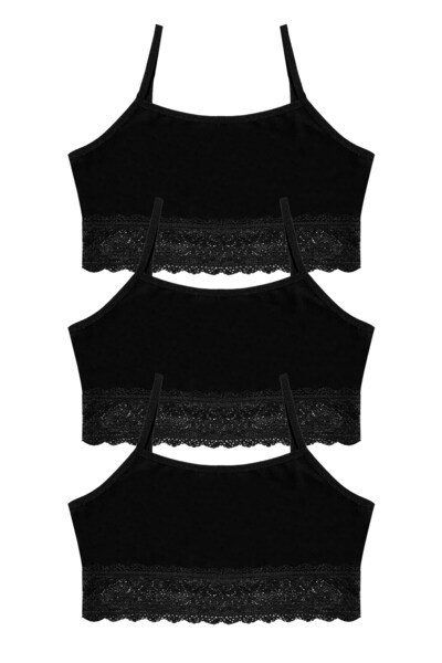 Öts Κοριτσίστικο μπουστάκι 3 τεμαχίων με κορδόνια χωρίς επένδυση (96% βαμβάκι - 4% ελαστάνη)