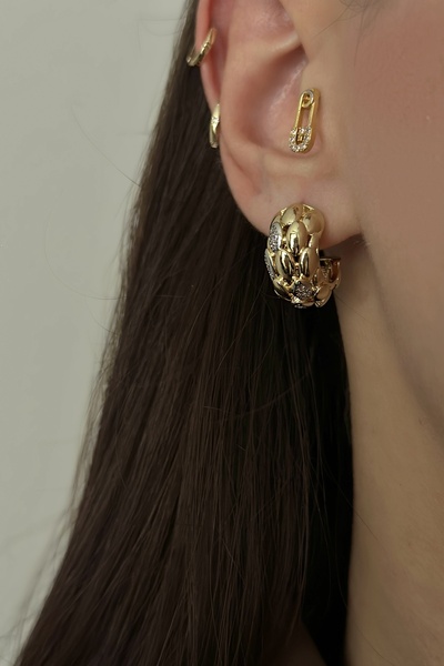 Okko Store Baklava Patterned Stone Earrings