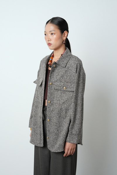 Orfeo Negro Women's Double Pocketed Winter Jacket with Gold Buttons