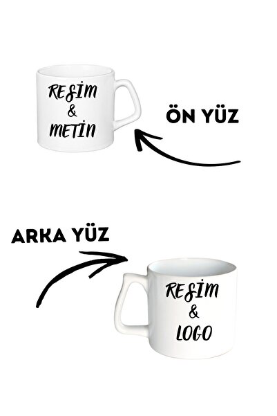 Tasarım Kişiye Özel Baskılı Seramik Kupa Bardak - İki Taraflı (Fotoğraf, Logo...