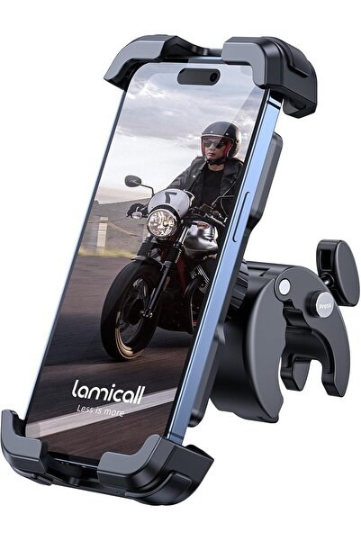 Lamicall Motorcycle Phone Mount, Bike Phone Holder - Upgrade Quick Install Handlebar Clip for Bicycl
