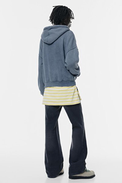 Pull & Bear İşlemeli fermuarlı kapüşonlu sweatshirt