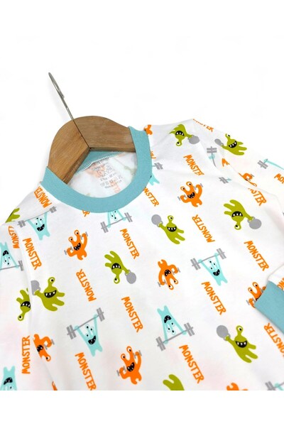 voyyo kids baby Baby Boy Printed Seasonal 100% Cotton Crew Neck Nightgown Pajama Set 6-24 Months